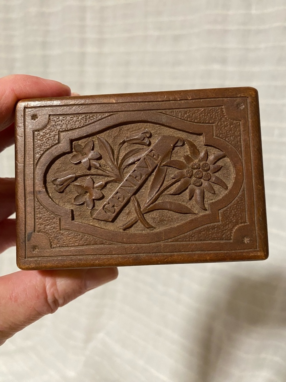 Carved Brown Floral Trinket Box
